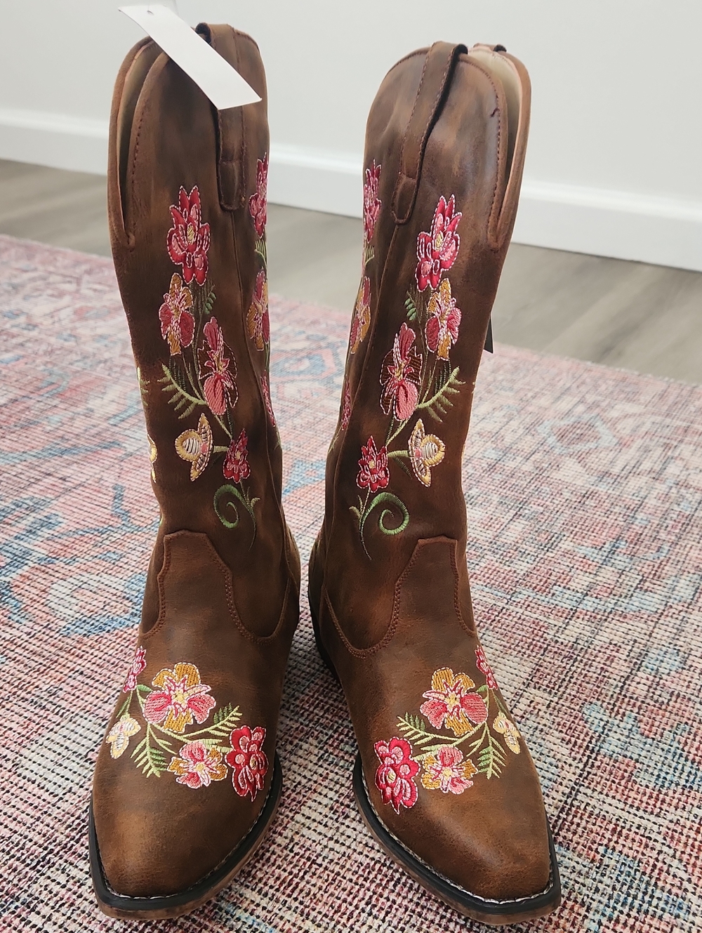 *NWT Roper Riley Floral Vintage Cognac Boots 8 - Picture 3 of 5